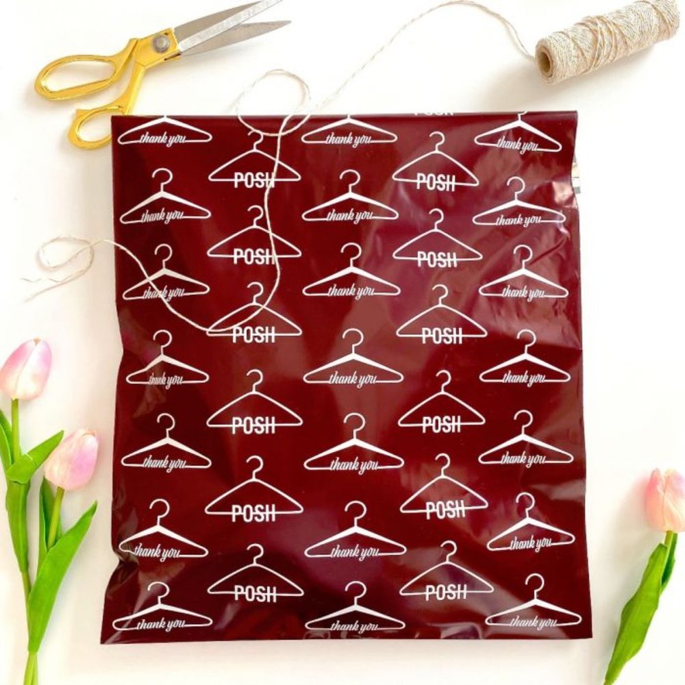 20 Count Posh 10 x 13 Burgundy Self Seal Printed Poly Mailers